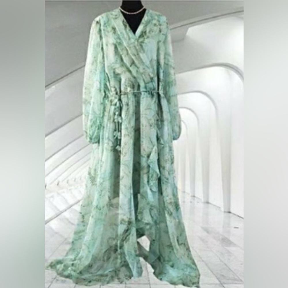 Alex Marie Dress 10 Tropical Green Hallie Chiffon regency fairy